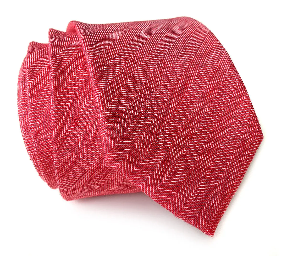 Red Linen Necktie. Solid Color Tie, Rouge River 1