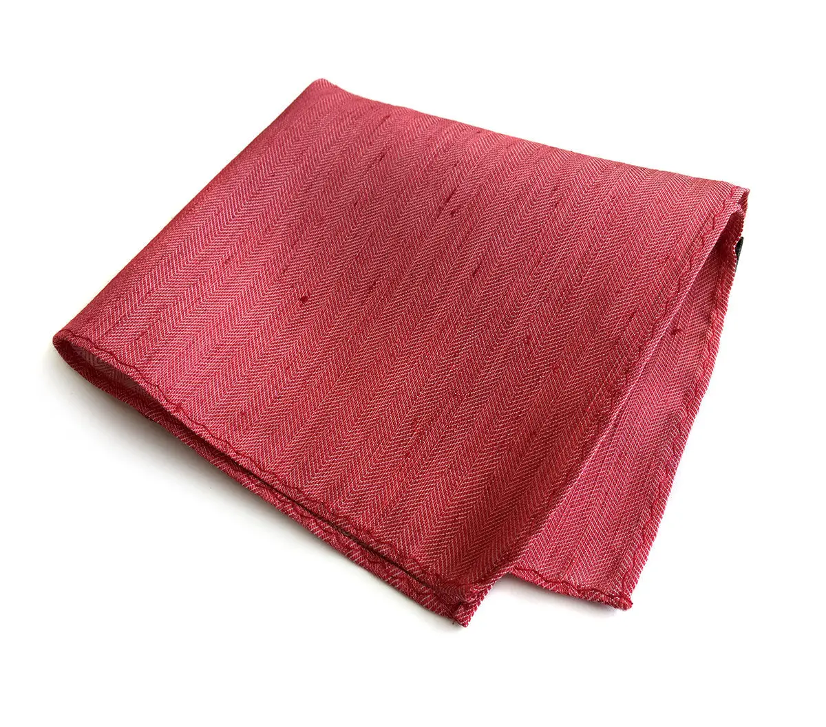 Red Linen Pocket Square. Solid Color, Rouge River 1