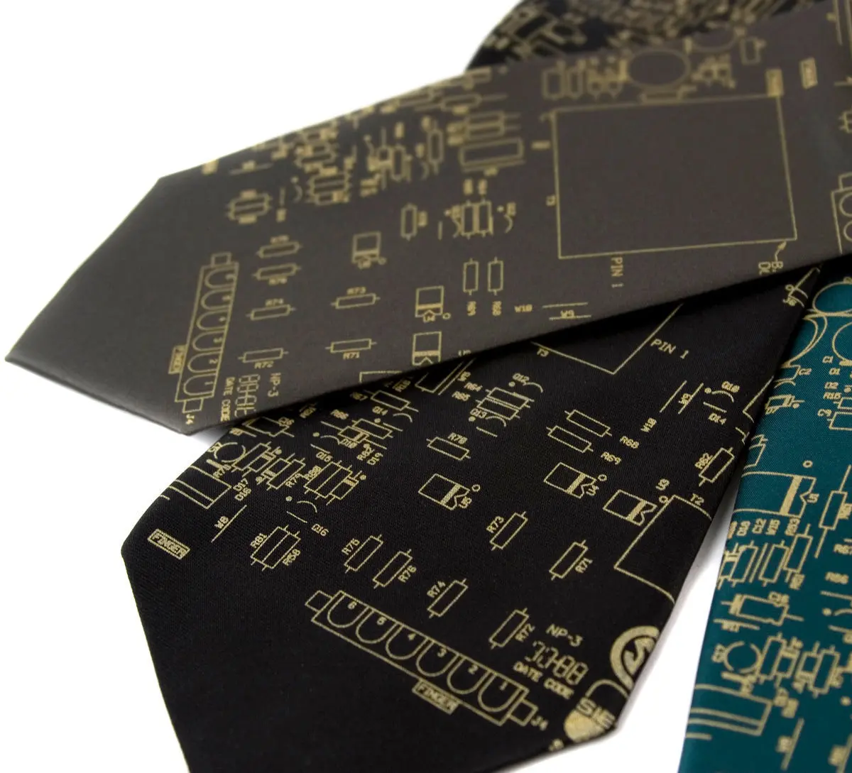 Circuit Board Necktie: Resistors & Capacitors Silk Tie. 1