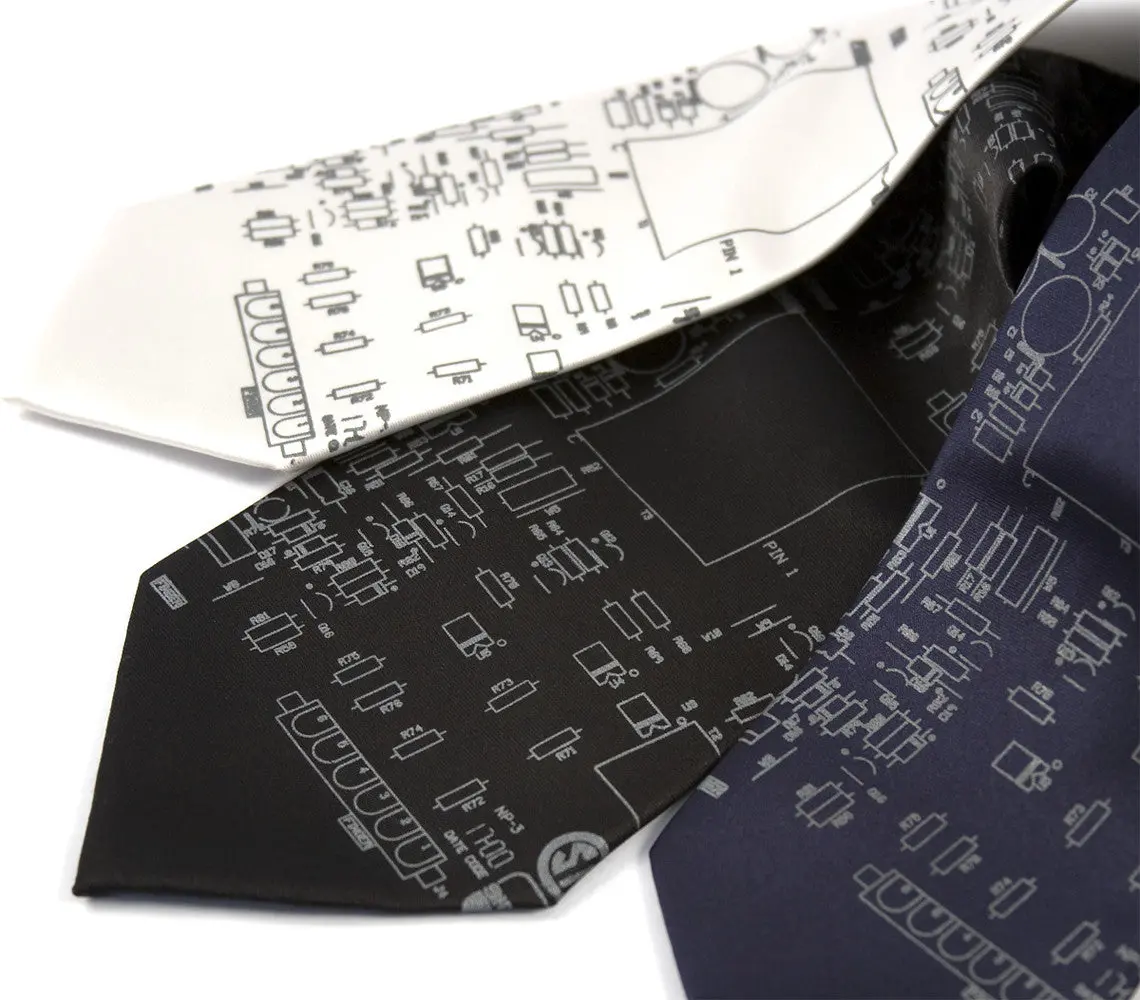 Circuit Board Necktie: Resistors & Capacitors Silk Tie. 2