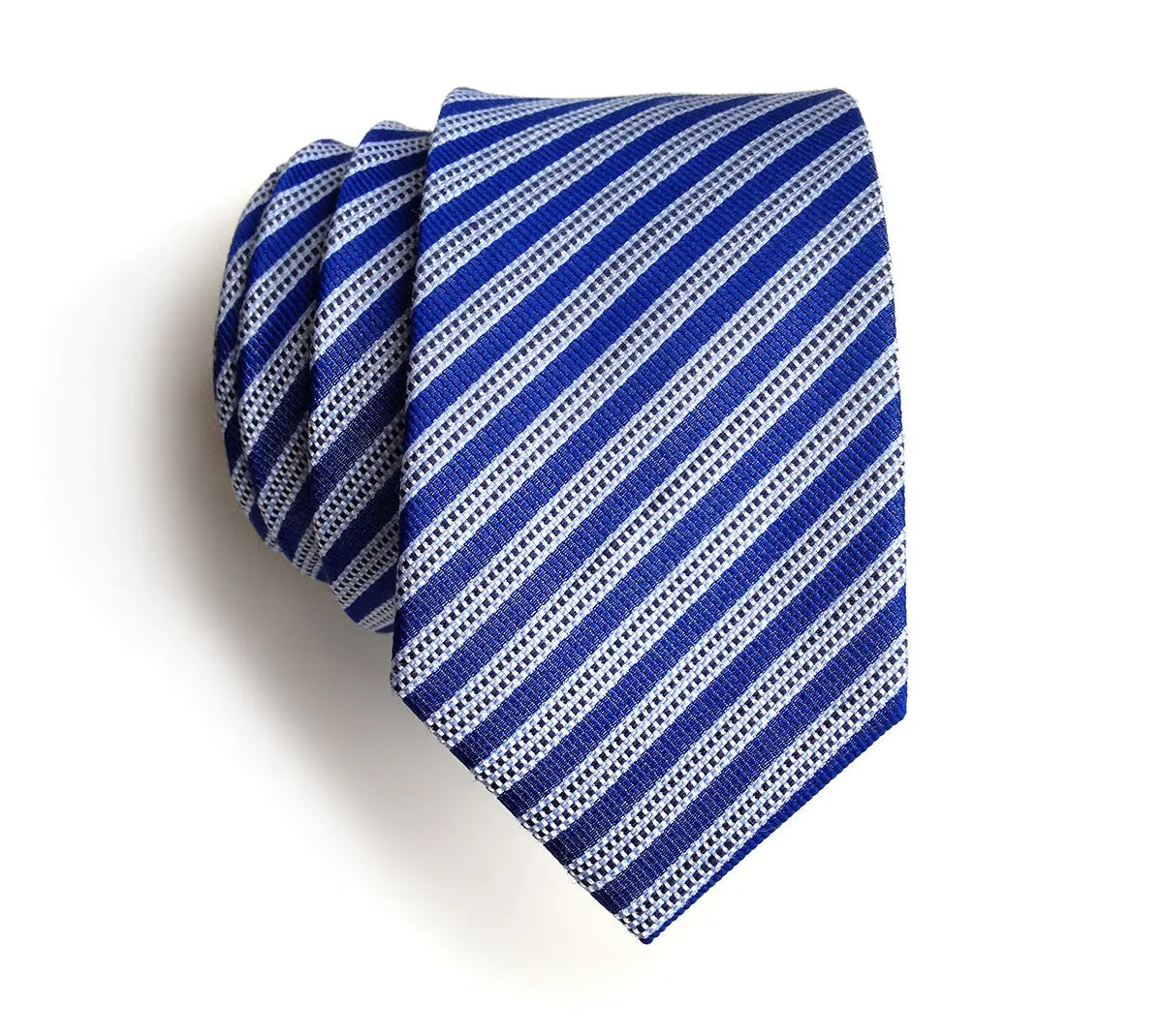 French Blue Striped Linen Necktie. "Riverside" Tie. 1