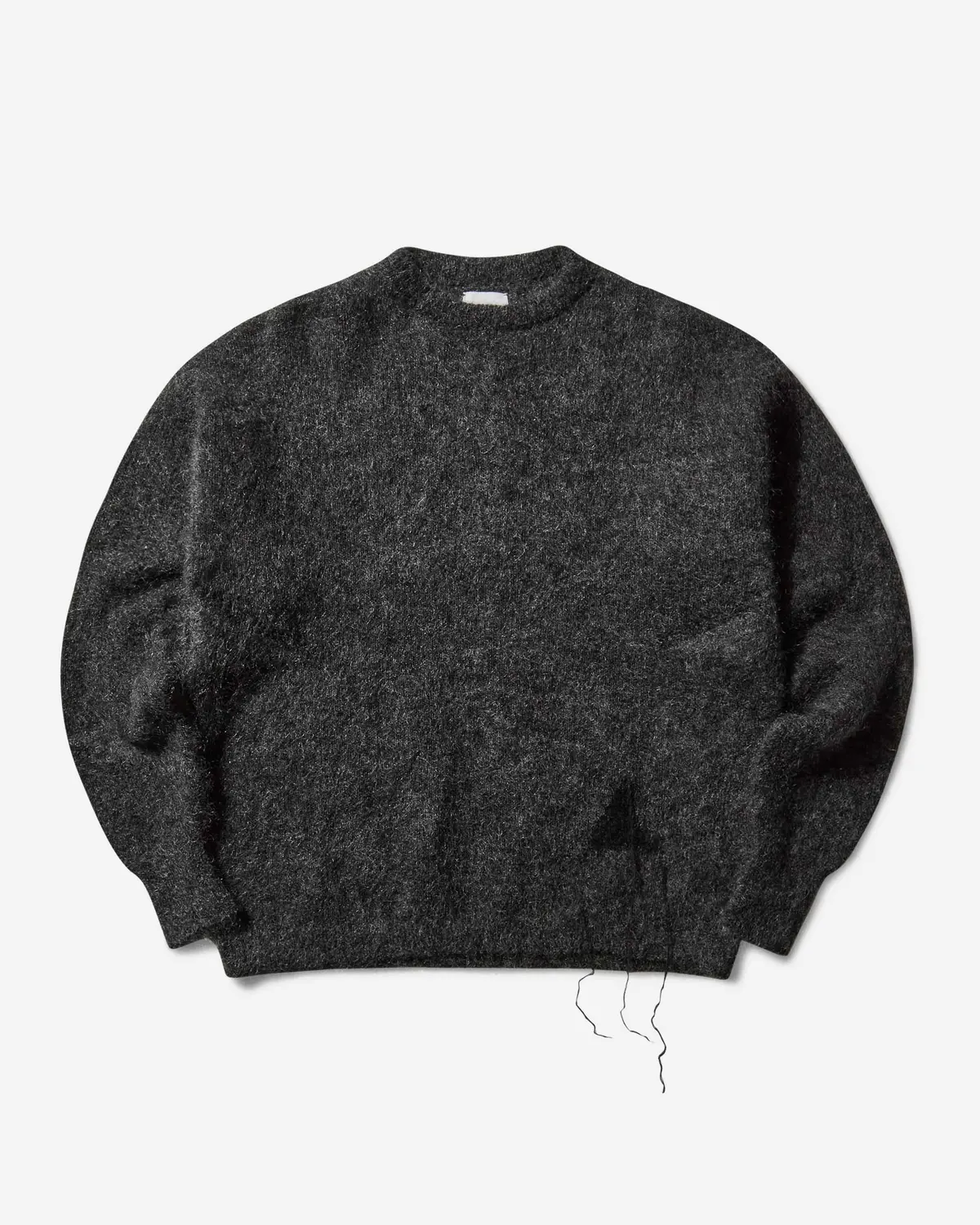 Men's Dropstitch Mohair Knit Crewneck Sweater Anthracite 1