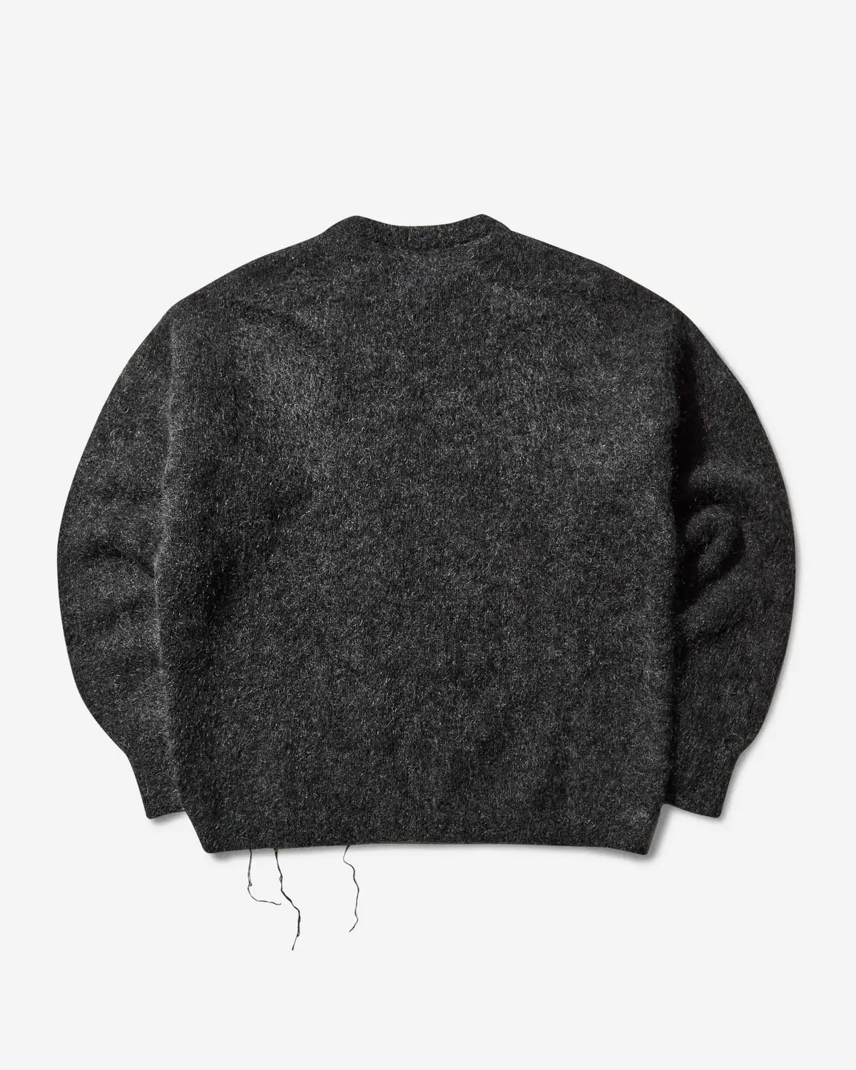 Men's Dropstitch Mohair Knit Crewneck Sweater Anthracite 2