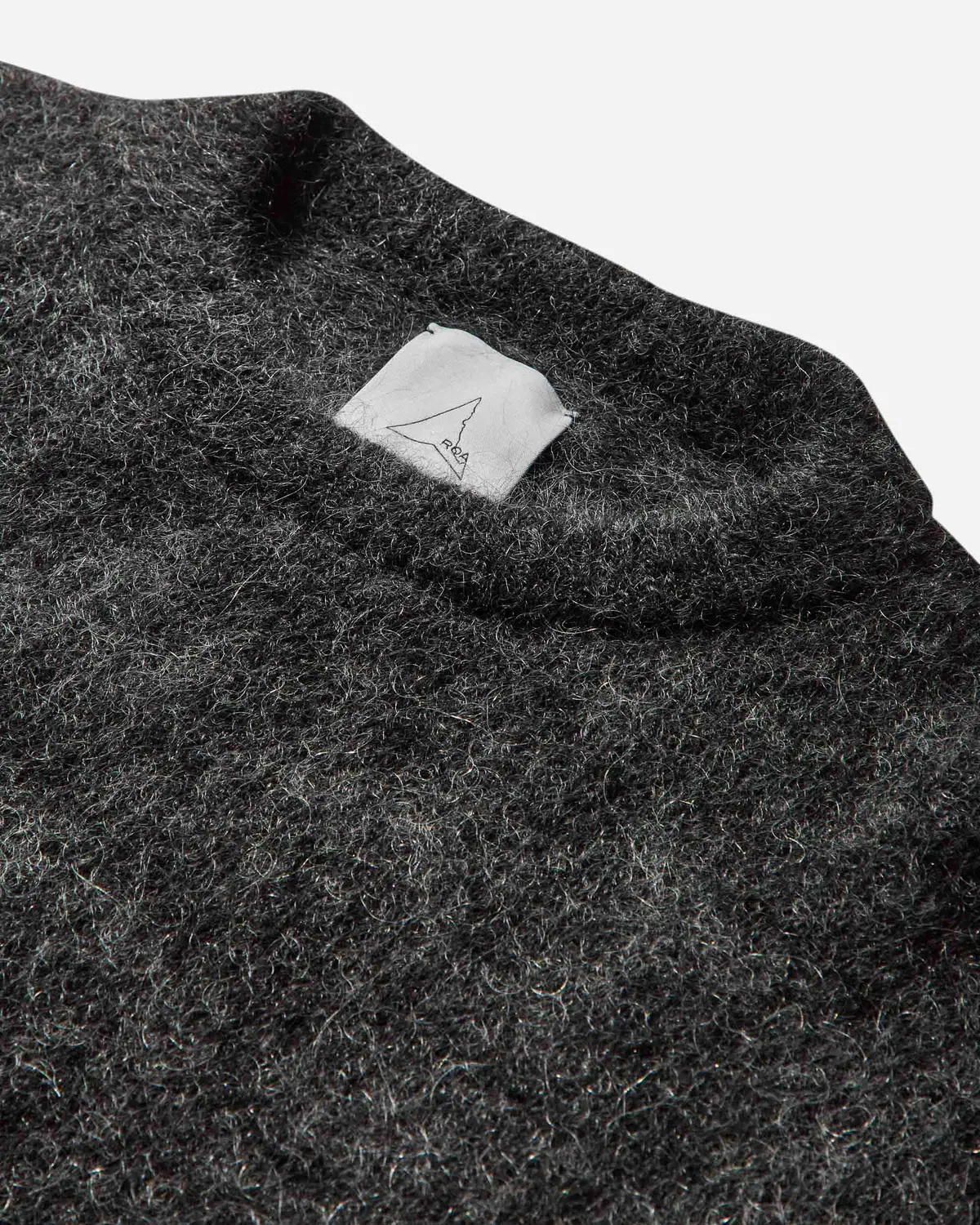 Men's Dropstitch Mohair Knit Crewneck Sweater Anthracite 3