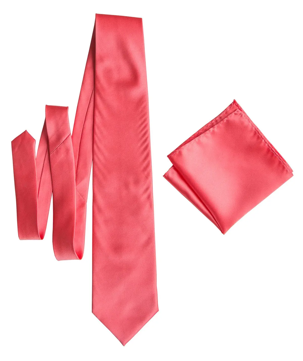 Rose Pink Necktie. Solid Color Satin Finish Tie, No Print 6