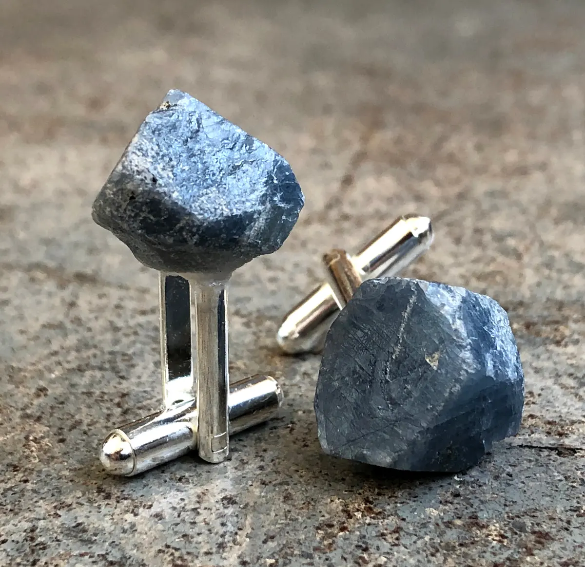 Raw Sapphire Crystal Cufflinks 1