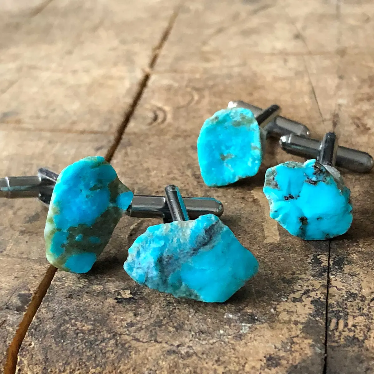 Turquoise Cufflinks, Natural Raw Stone Cufflinks 1