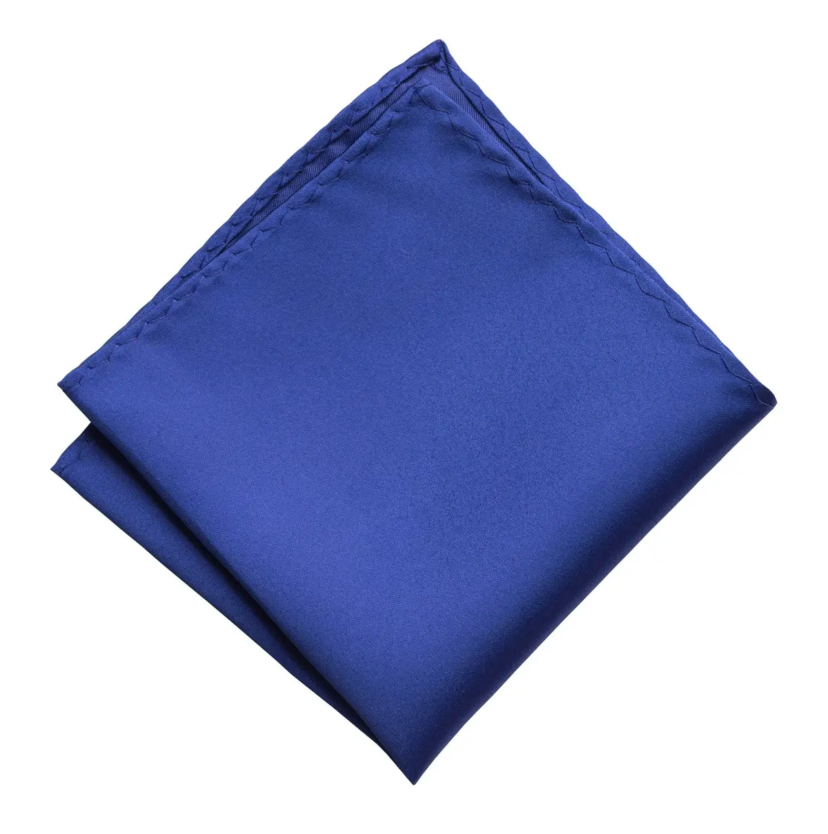 Royal Blue Pocket Square. Medium Blue Solid Color Satin Finish, No Print 1