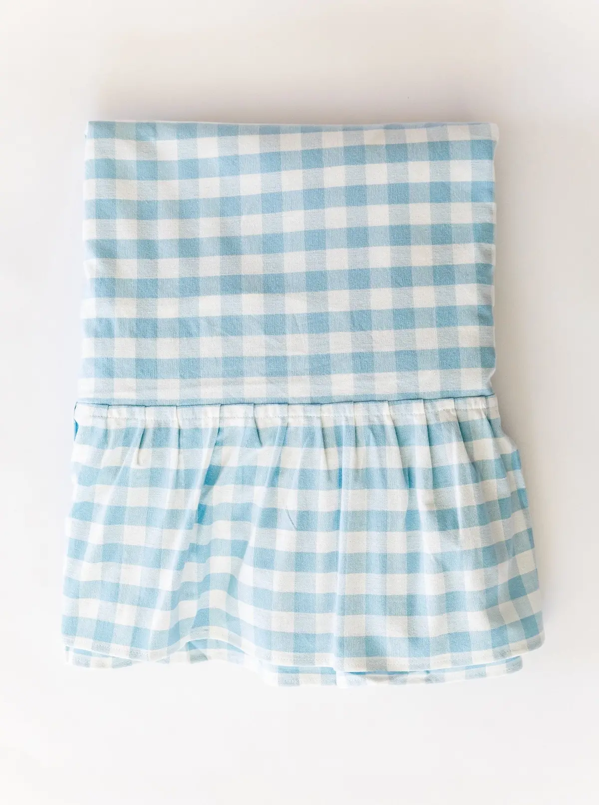 Blue Ruffled Gingham Tablecloth 1