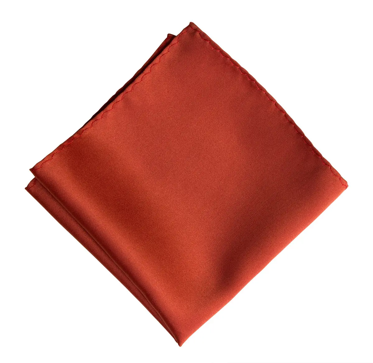Rust Red Pocket Square. Solid Color Satin Finish, No Print 1