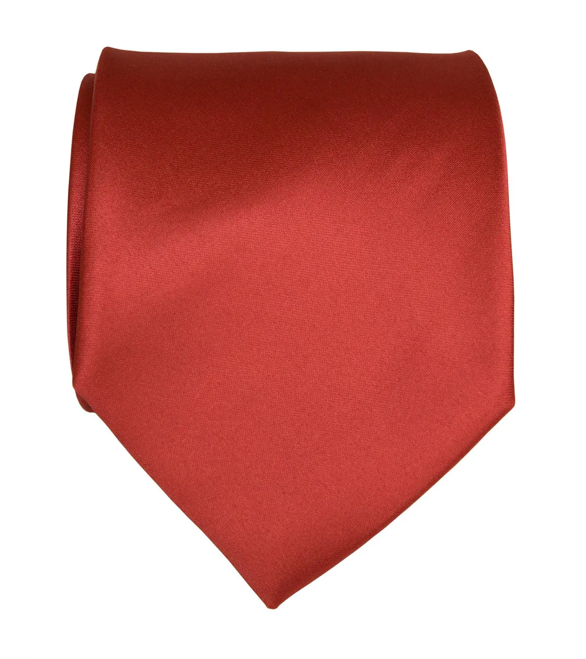 Rust Red Necktie. Solid Color Satin Finish Tie, No Print 1