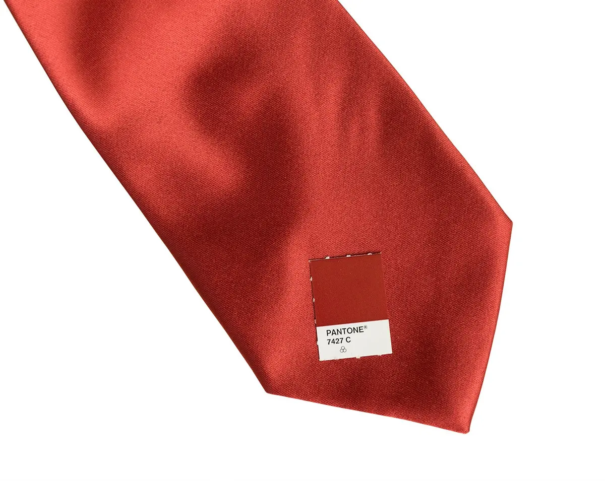 Rust Red Necktie. Solid Color Satin Finish Tie, No Print 2