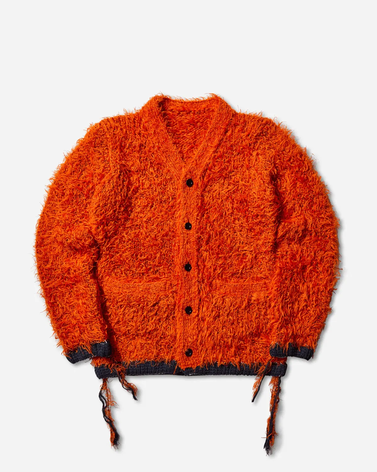 Men's Furry Knit Cardigan Orange 1
