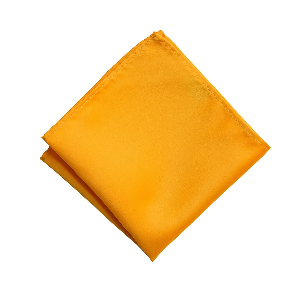 Saffron Pocket Square. Medium Yellow Solid Color Satin Finish, No Print 1