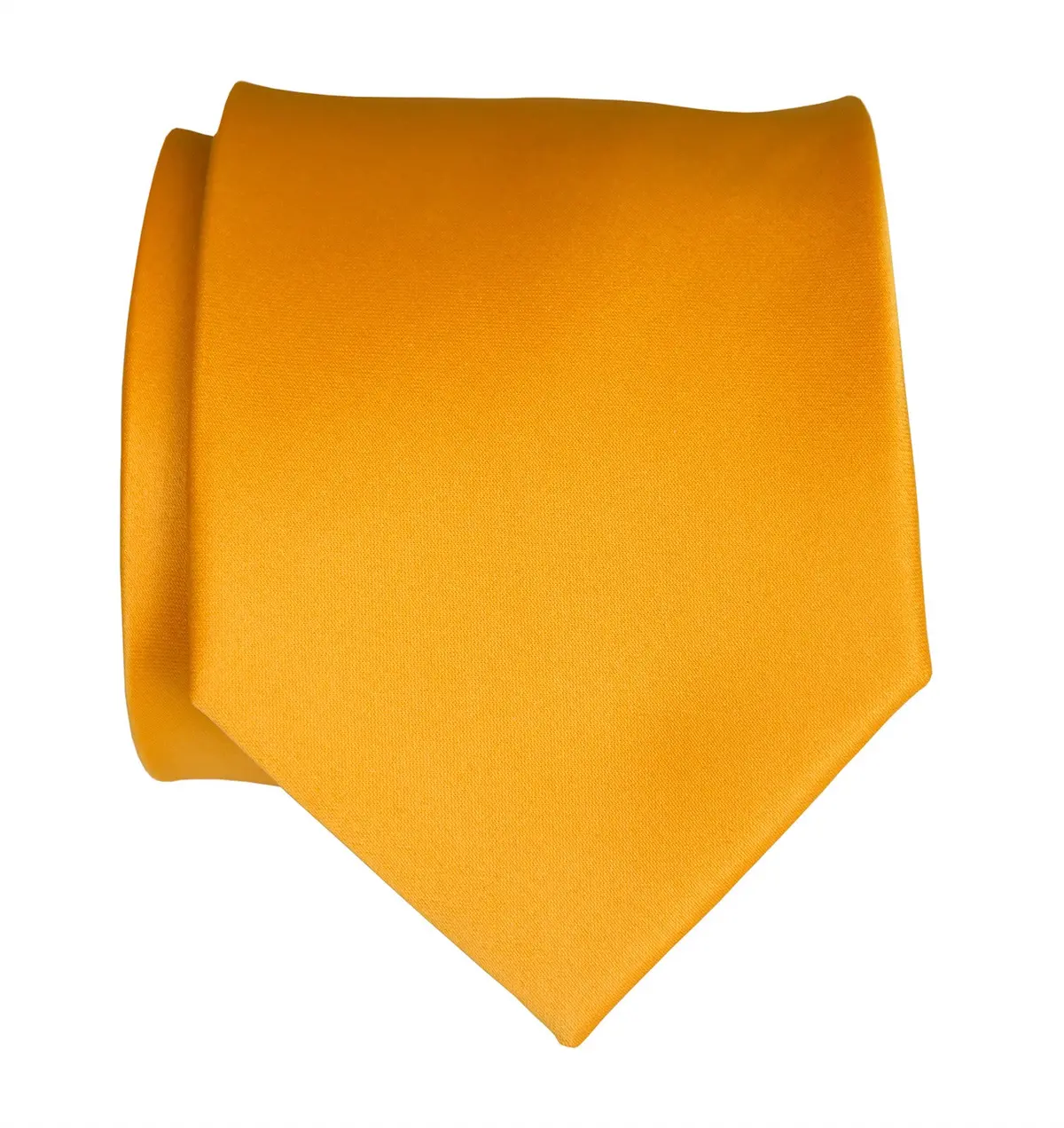 Saffron Necktie. Medium Yellow Solid Color Satin Finish Tie, No Print 1