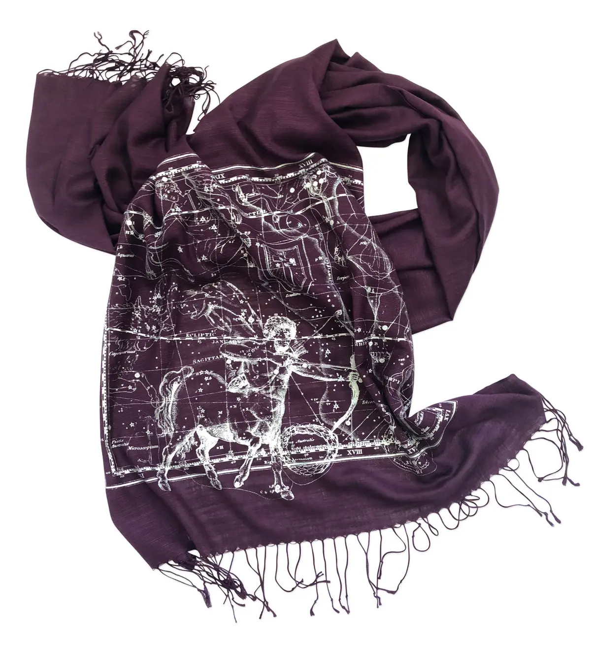 Sagittarius Scarf, Zodiac Constellation Linen-Weave Pashmina 1