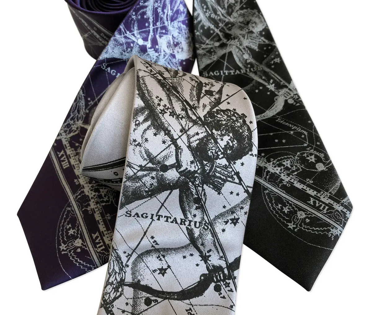 Sagittarius Necktie, Zodiac Constellation Print Tie 5