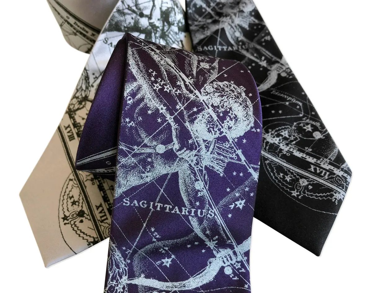 Sagittarius Necktie, Zodiac Constellation Print Tie 7