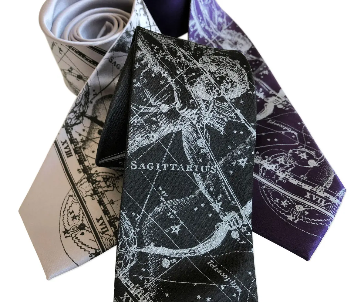 Sagittarius Necktie, Zodiac Constellation Print Tie 1