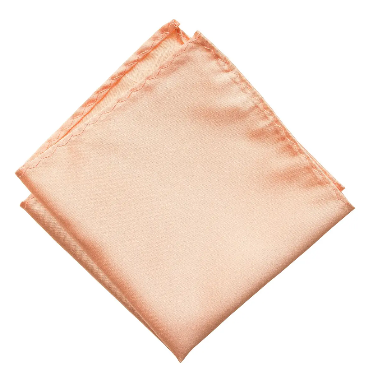 Salmon Pink Pocket Square. Solid Color Satin Finish, No Print 1
