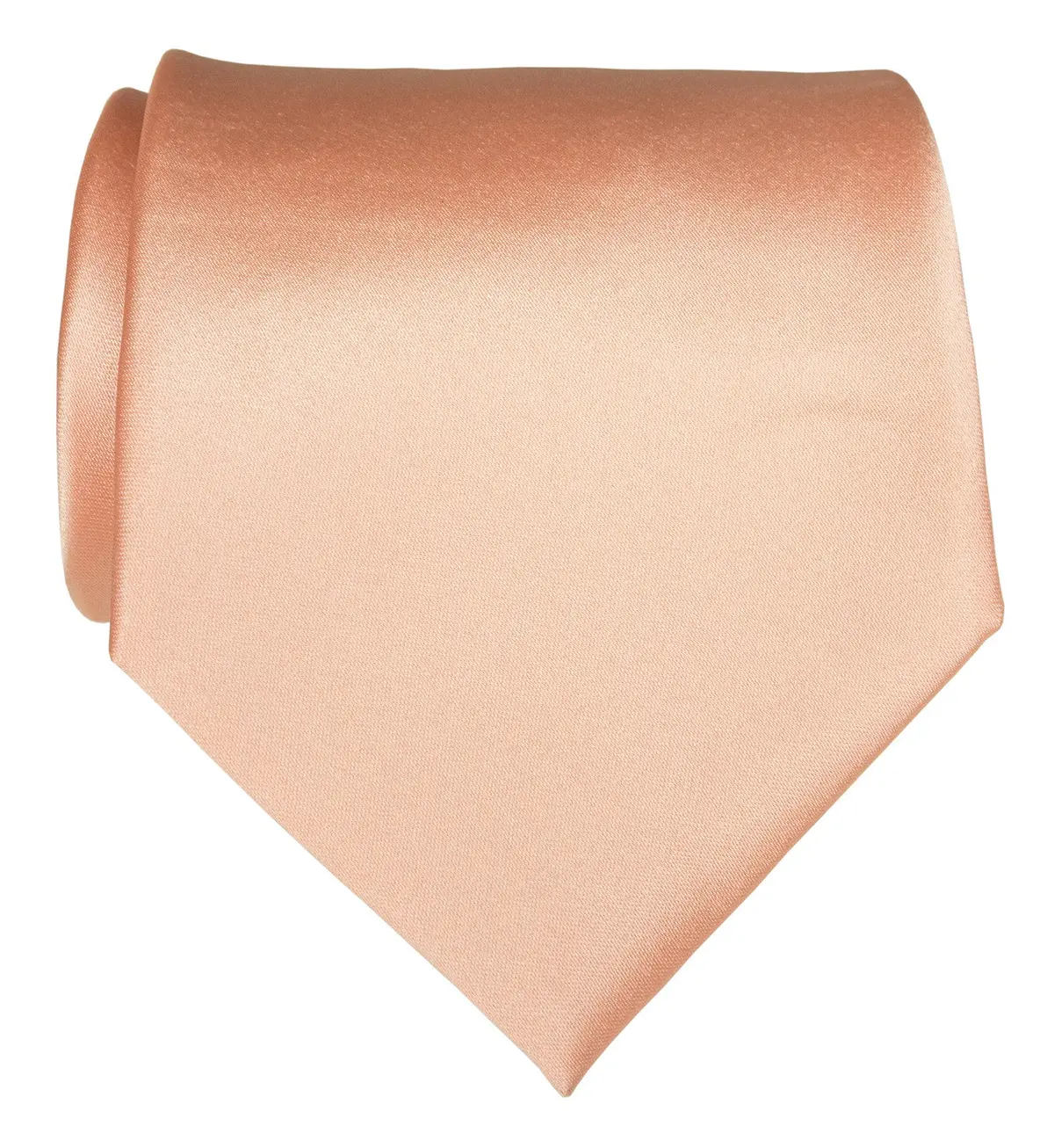 Salmon Pink Necktie. Solid Color Satin Finish Tie, No Print 1
