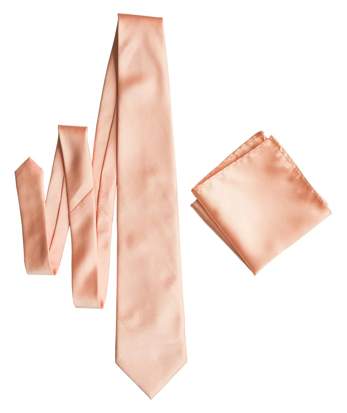 Salmon Pink Necktie. Solid Color Satin Finish Tie, No Print 6