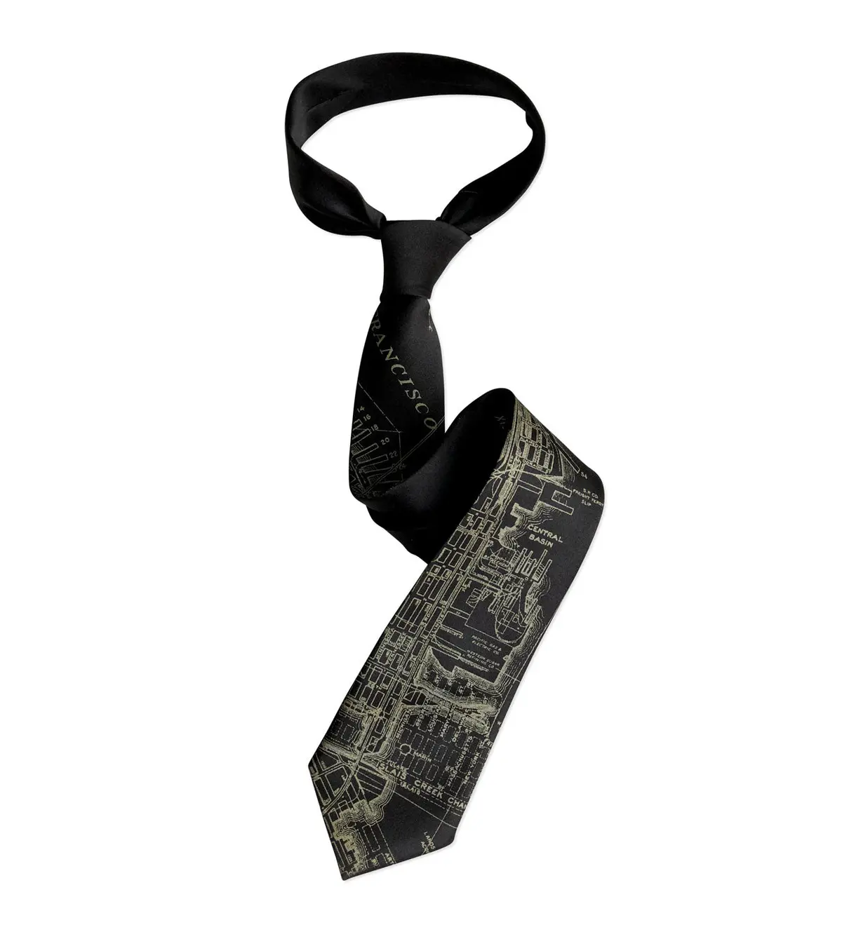San Francisco Bay Map Necktie, Vintage California Print Tie 11