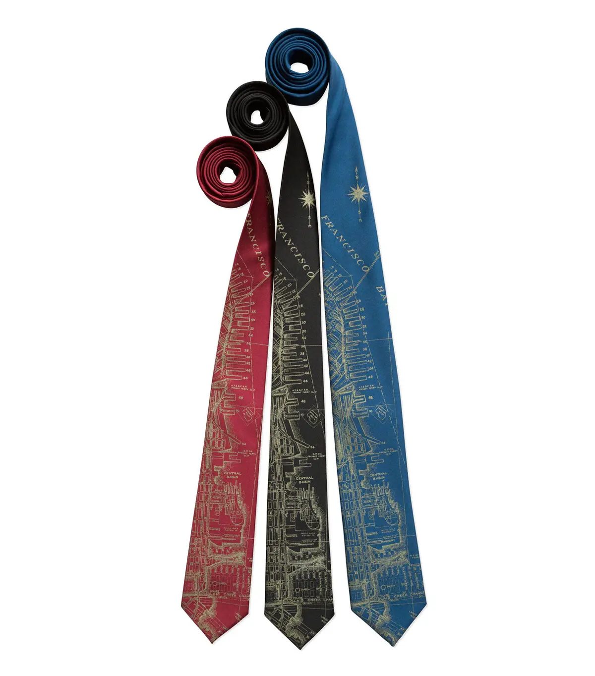 San Francisco Bay Map Necktie, Vintage California Print Tie 2
