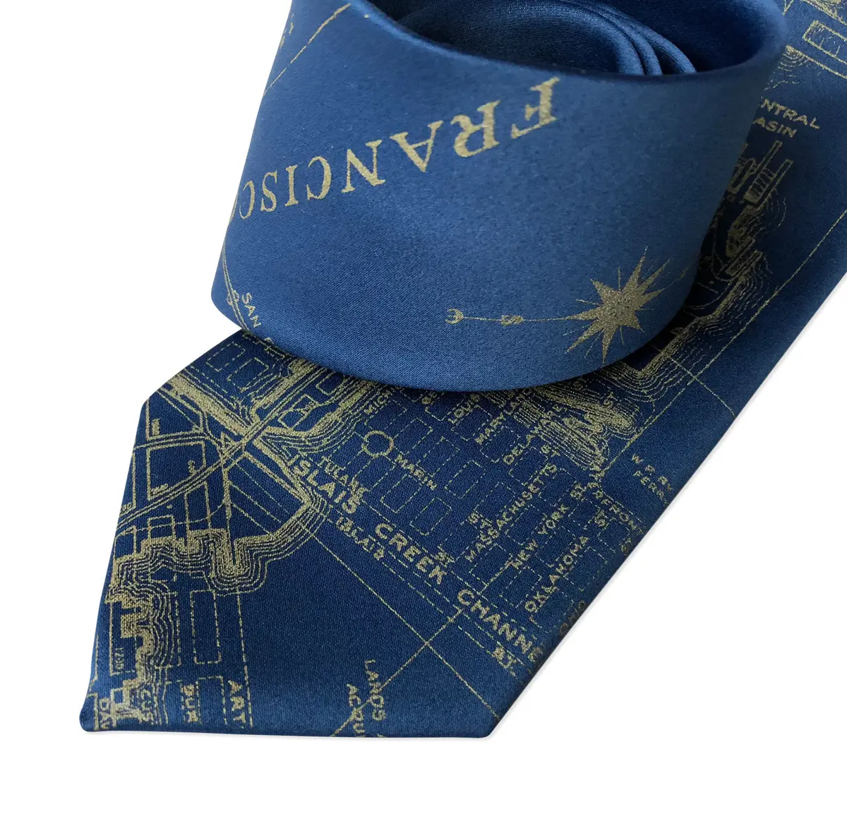 San Francisco Bay Map Necktie, Vintage California Print Tie 5