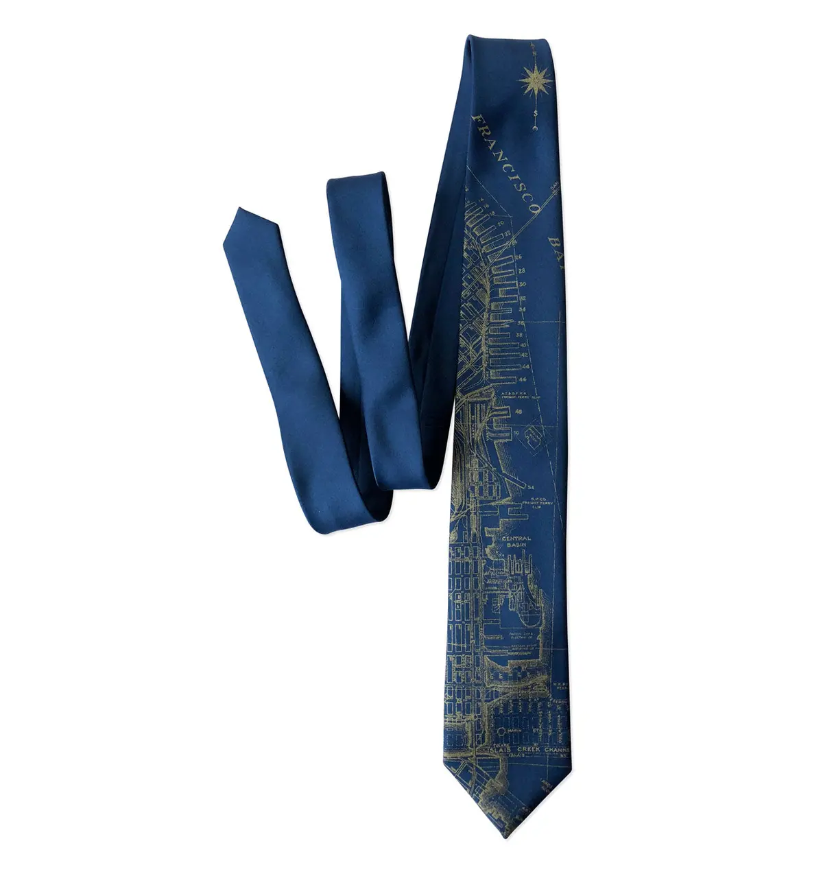 San Francisco Bay Map Necktie, Vintage California Print Tie 7