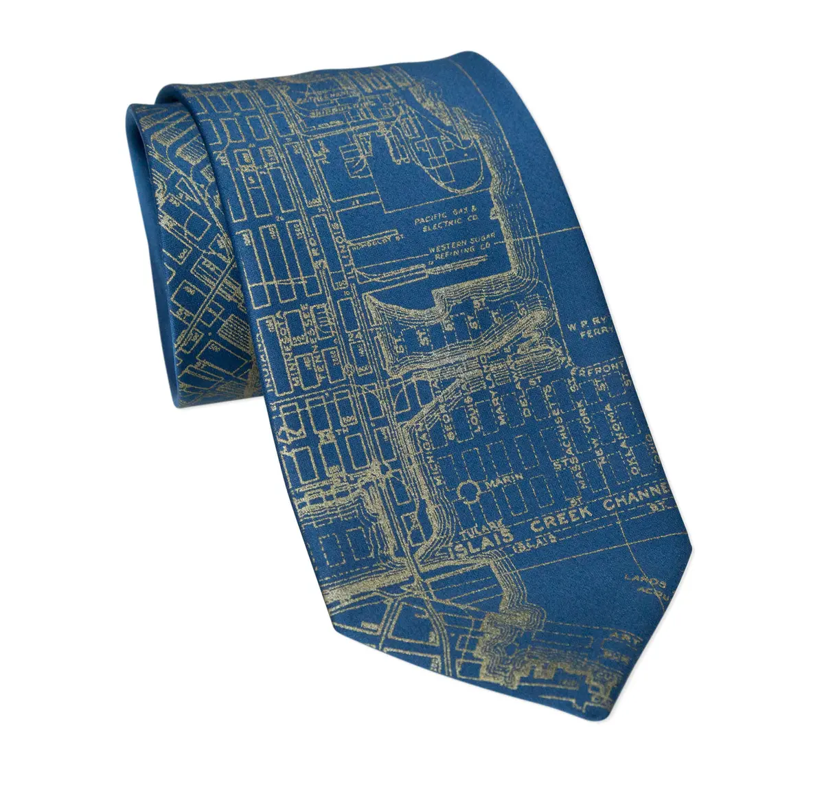 San Francisco Bay Map Necktie, Vintage California Print Tie 7