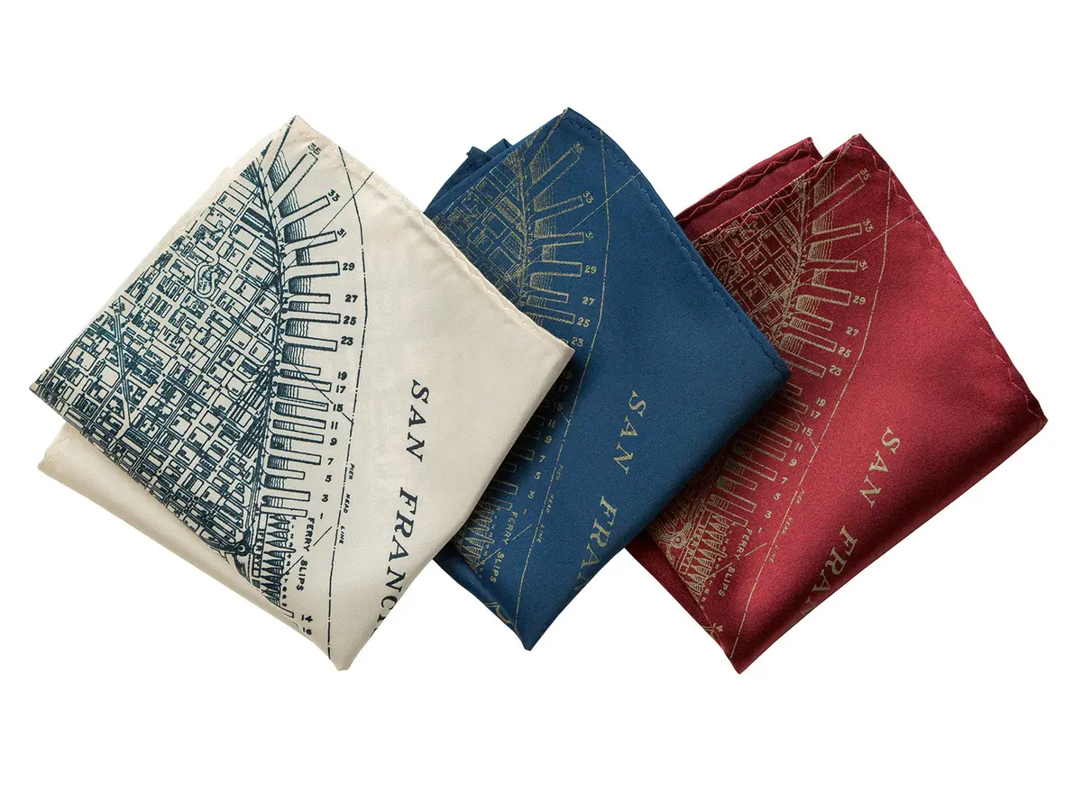 San Francisco Bay Map Pocket Square. Old California Map Print 1