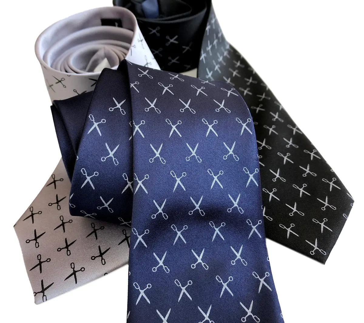 Scissors Print Necktie. Tiny Scissors Repeating Pattern Mens Tie 1