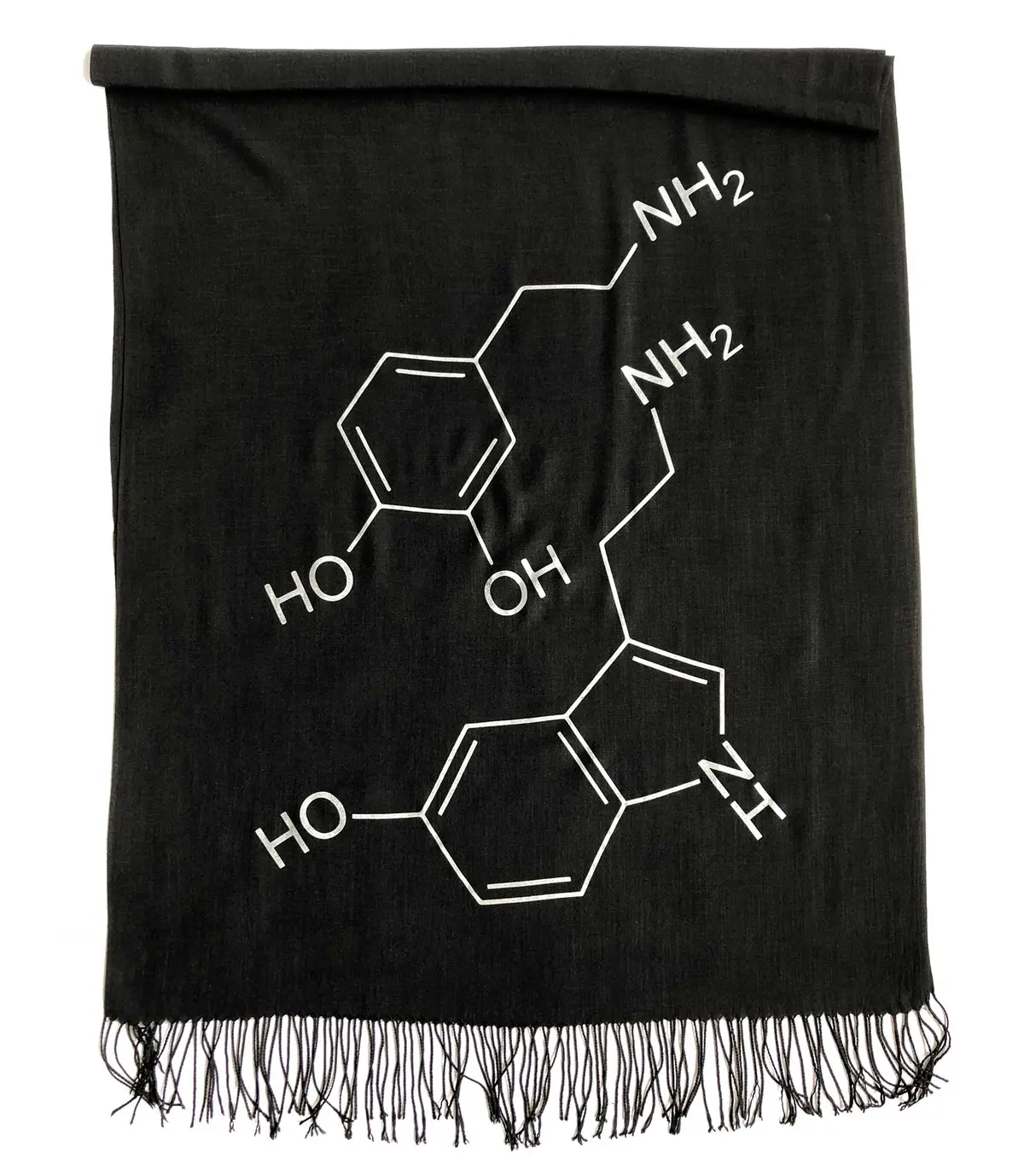 Serotonin & Dopamine Scarf, Silkscreened Bamboo Pashmina 2