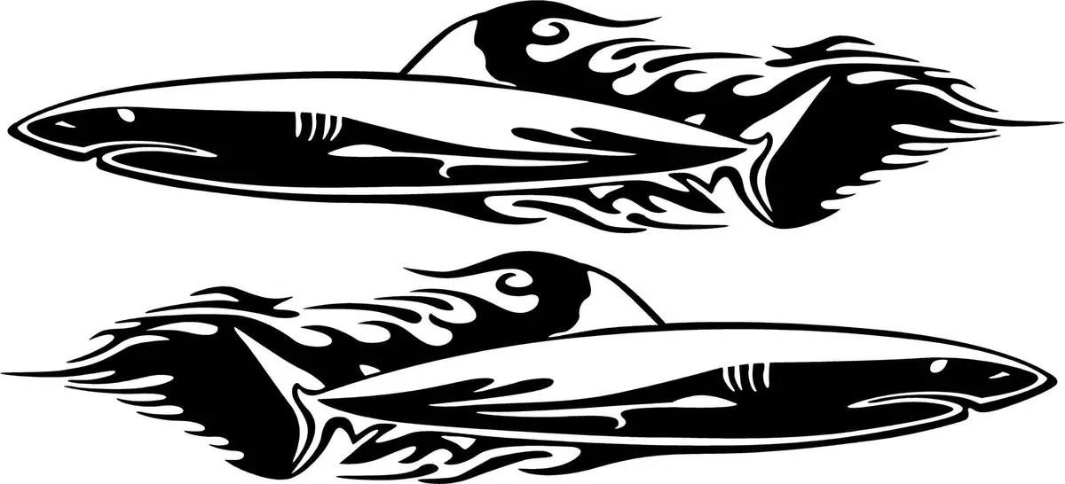 Shark Flames Vinyl Boat Decal – Set Of 2 3