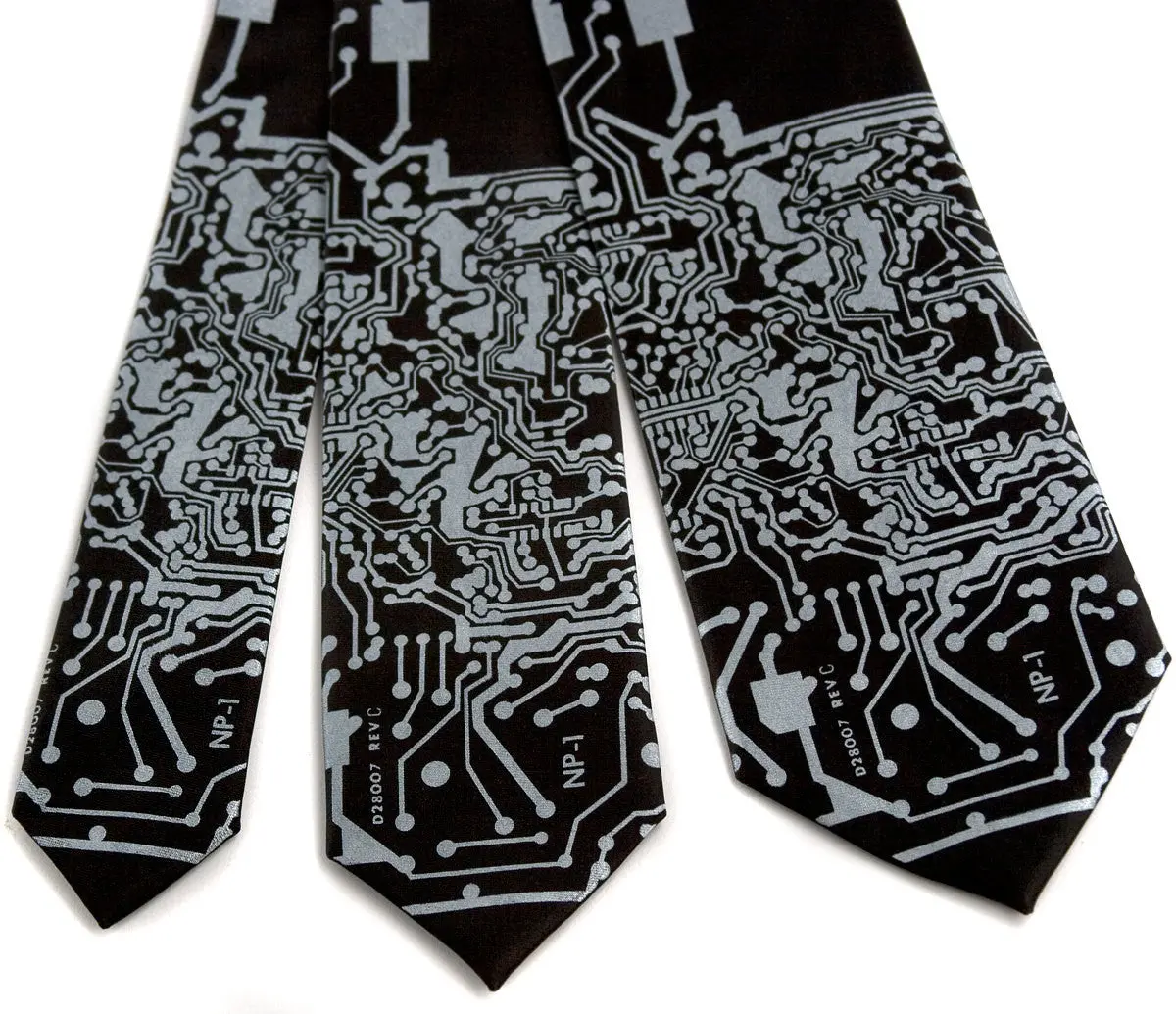 Circuit Board Print Necktie: Short Circuit Tie 3