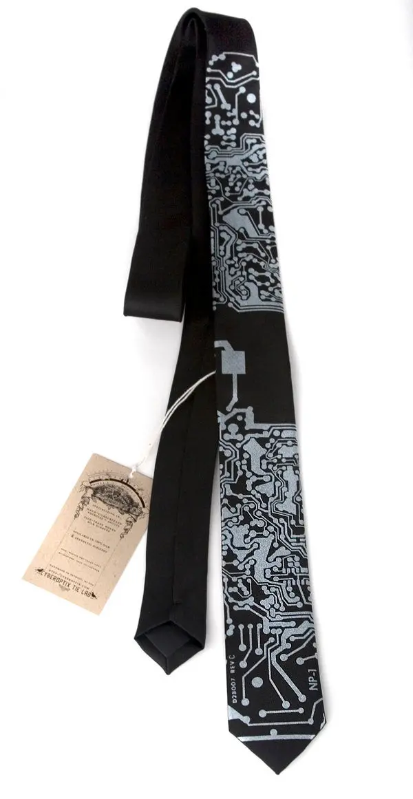 Circuit Board Print Necktie: Short Circuit Tie 14
