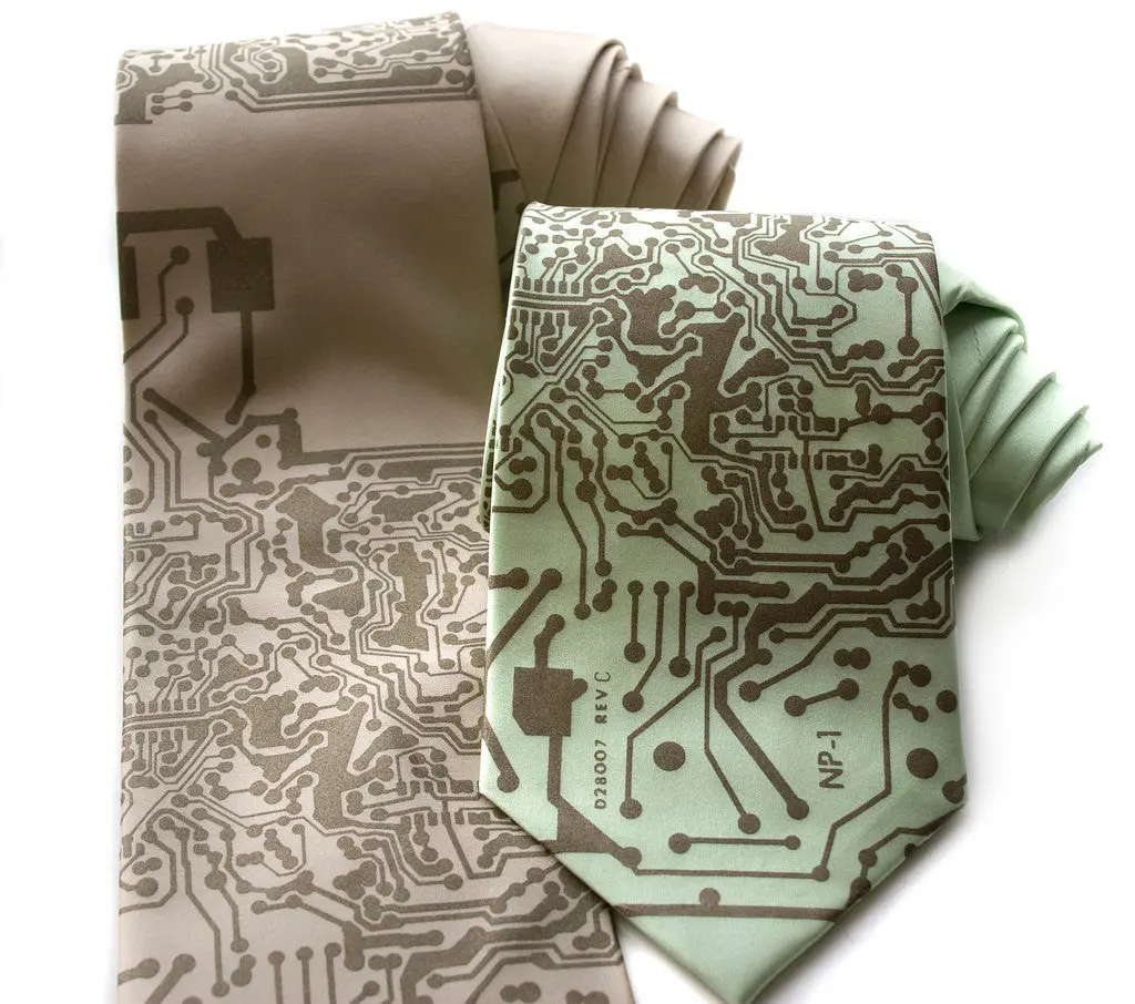 Circuit Board Print Necktie: Short Circuit Tie 17