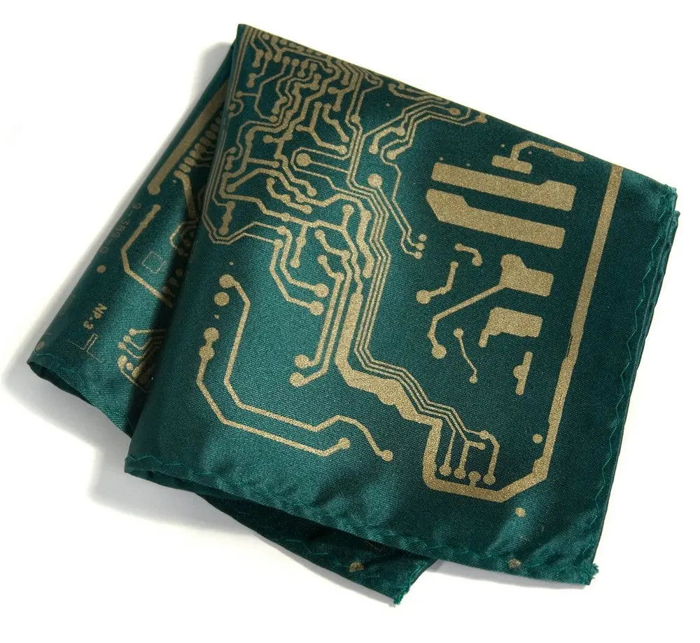 Circuit Board Pocket Square. Short Circuit Handkerchief 1