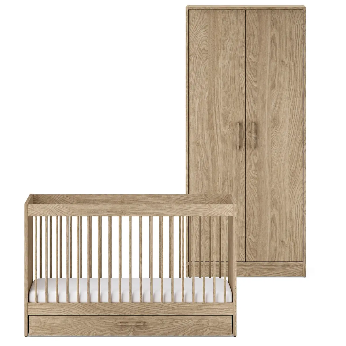 Silver Cross Geneva 2 Piece Wardrobe Room Set - Oak 1