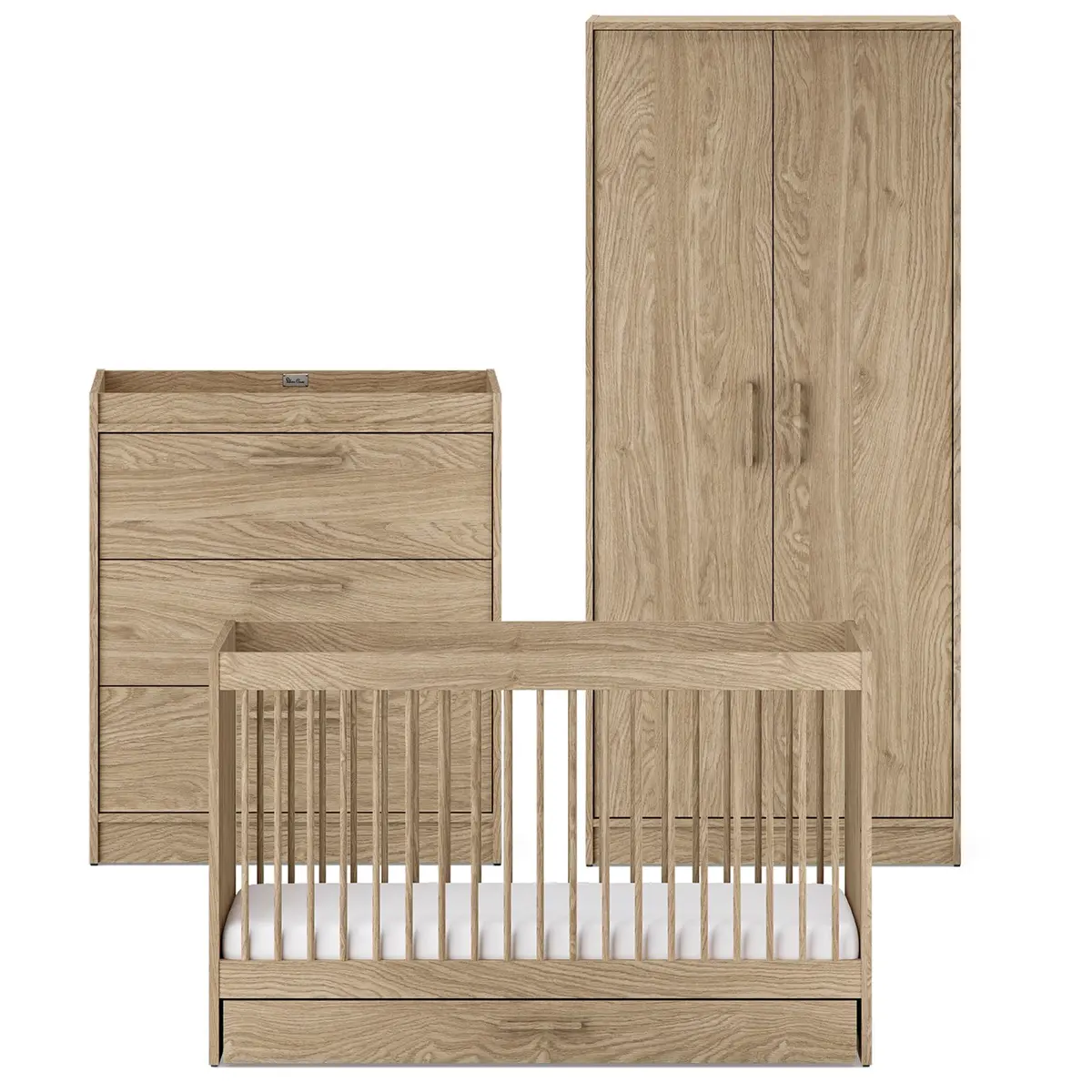 Silver Cross Geneva 3 Piece Room Set - Oak 1