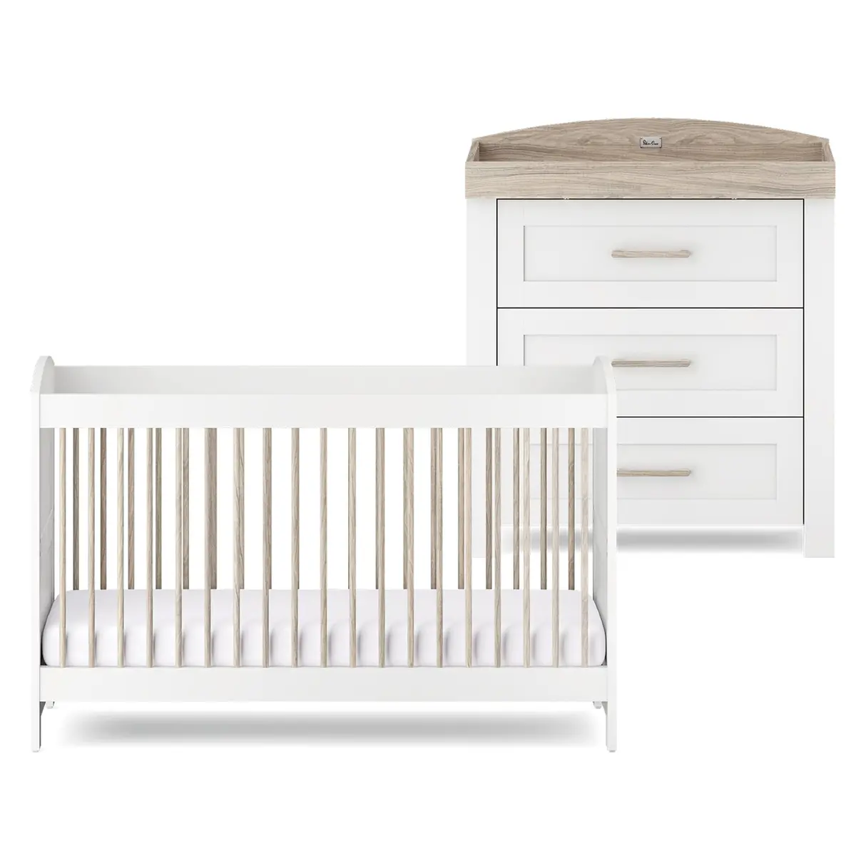 Silver Cross Valencia 2 Piece Dresser Room Set - White Ash 1