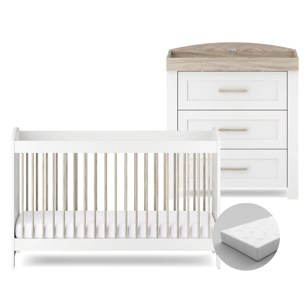 Silver Cross Valencia 2 Piece Dresser Room Set - White Ash 4