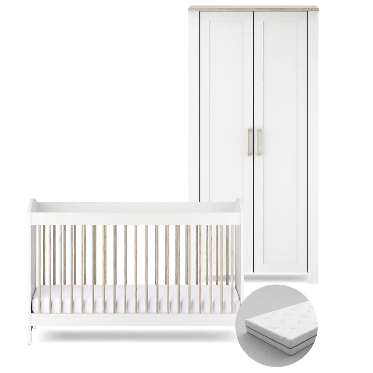 Silver Cross Valencia 2 Piece Wardrobe Room Set - White Ash 3