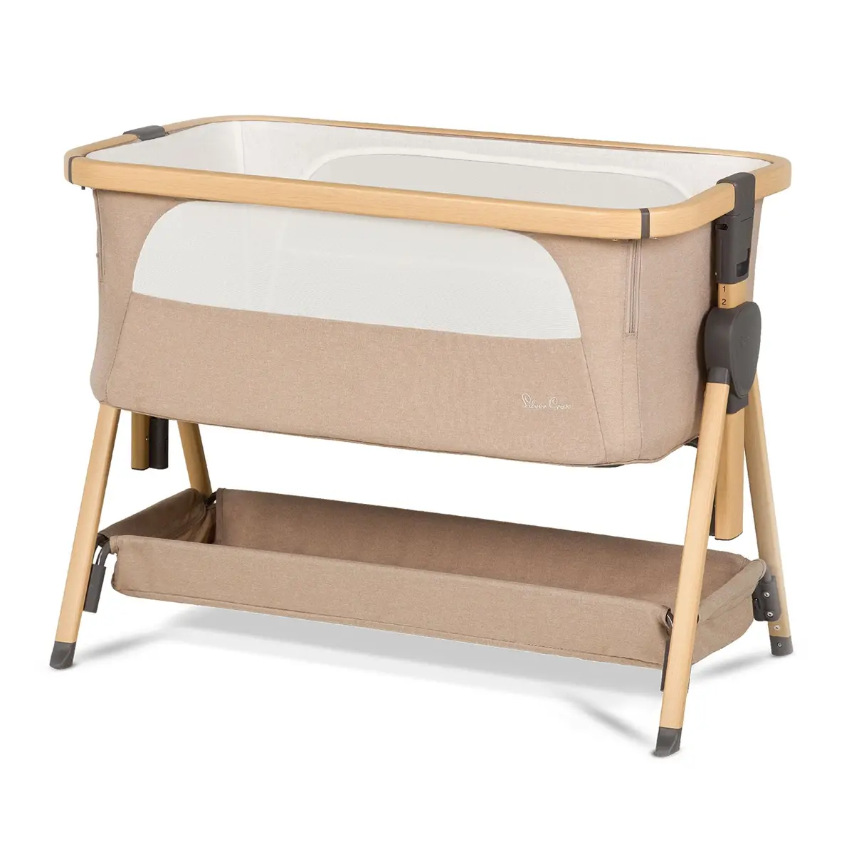 Silver Cross Lunar Bedside Crib (Oatmeal) 1