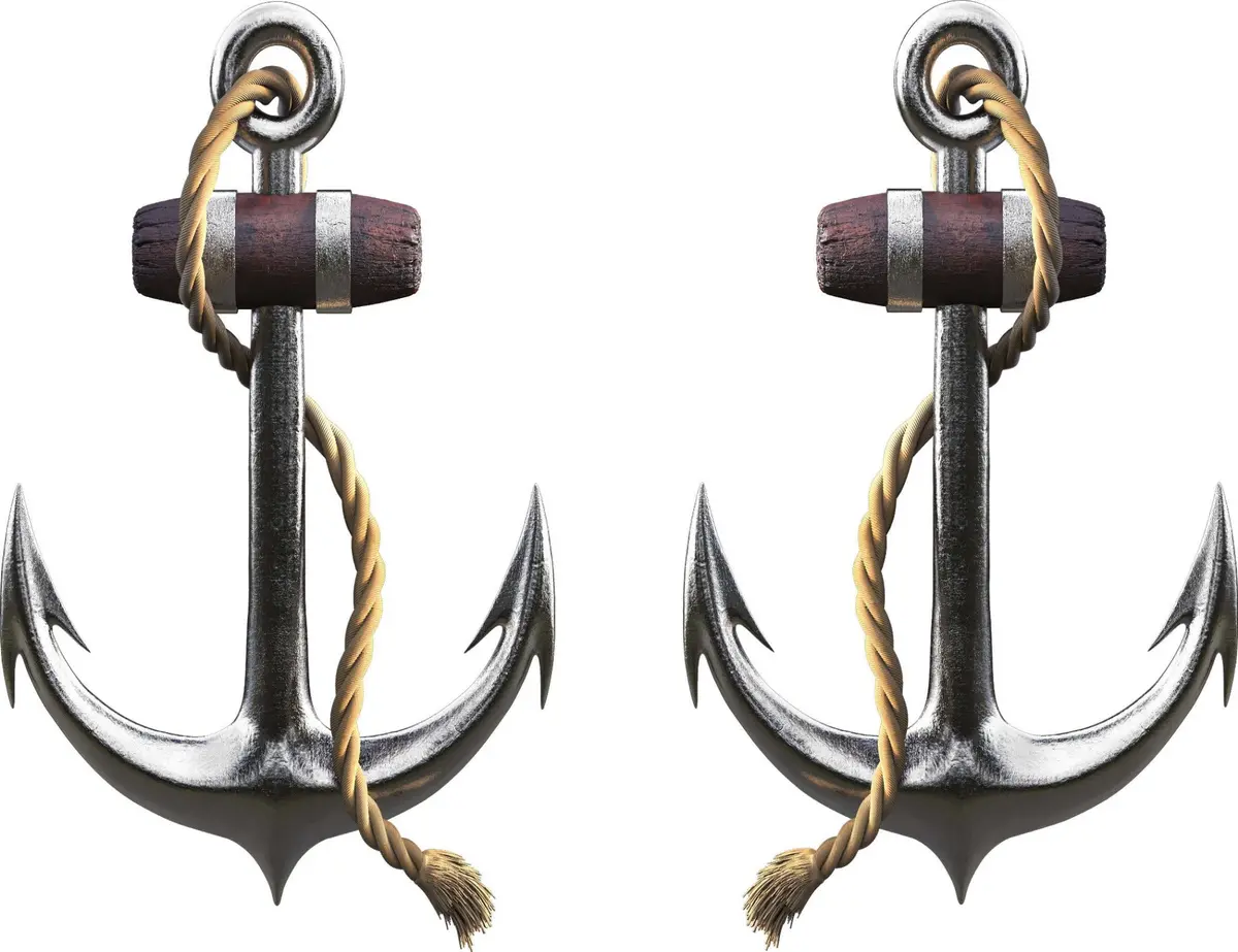 Silver Anchor With Rope Boat Decal Kit 3