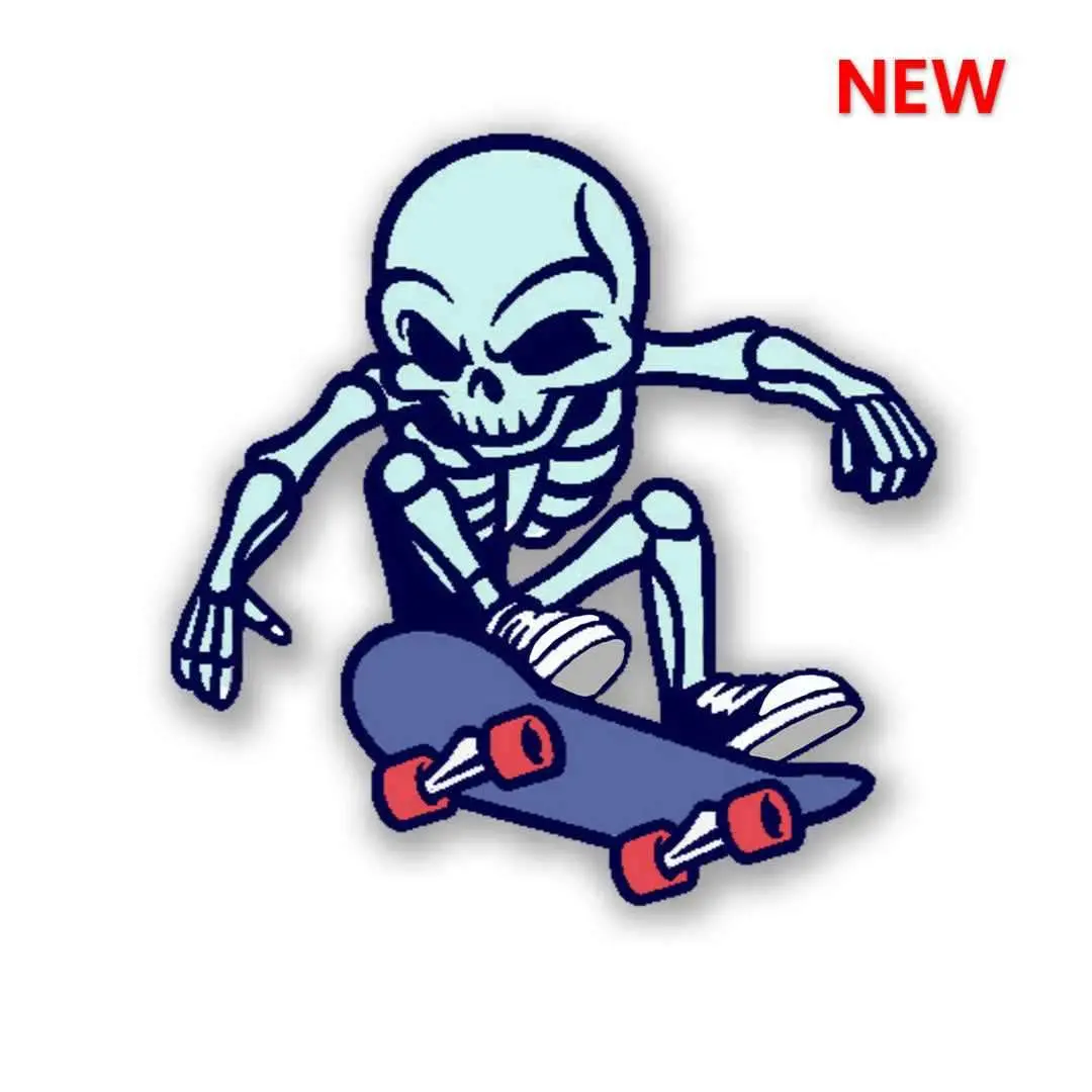 Skating Skull Sticker 1
