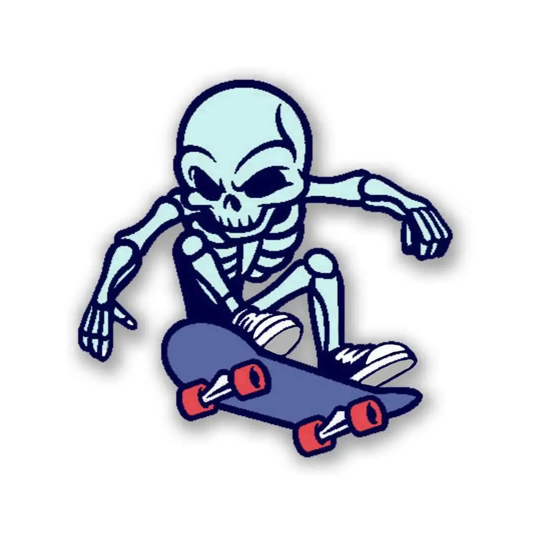 Skating Skull Sticker 2