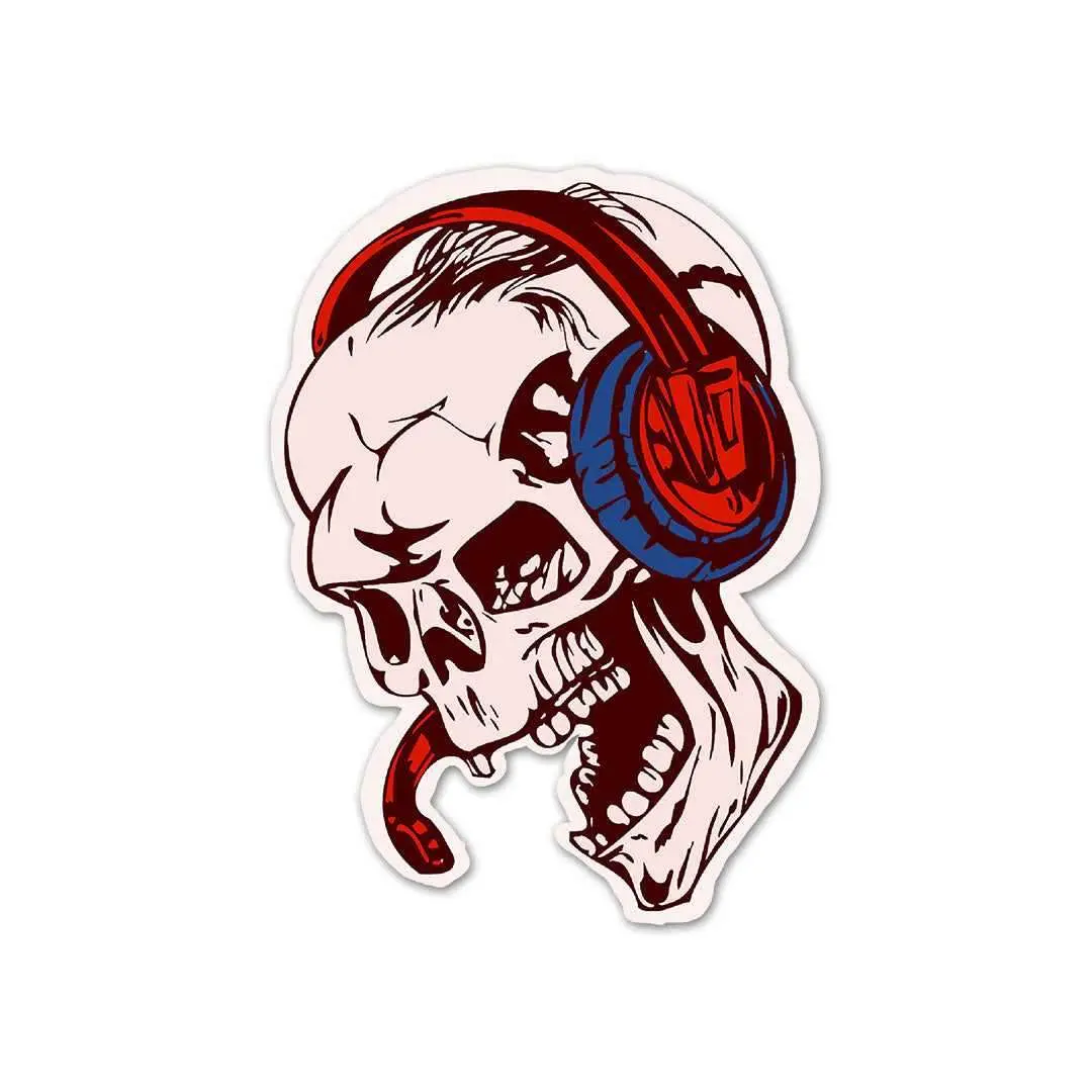 Skull Listening Music Sticker 2