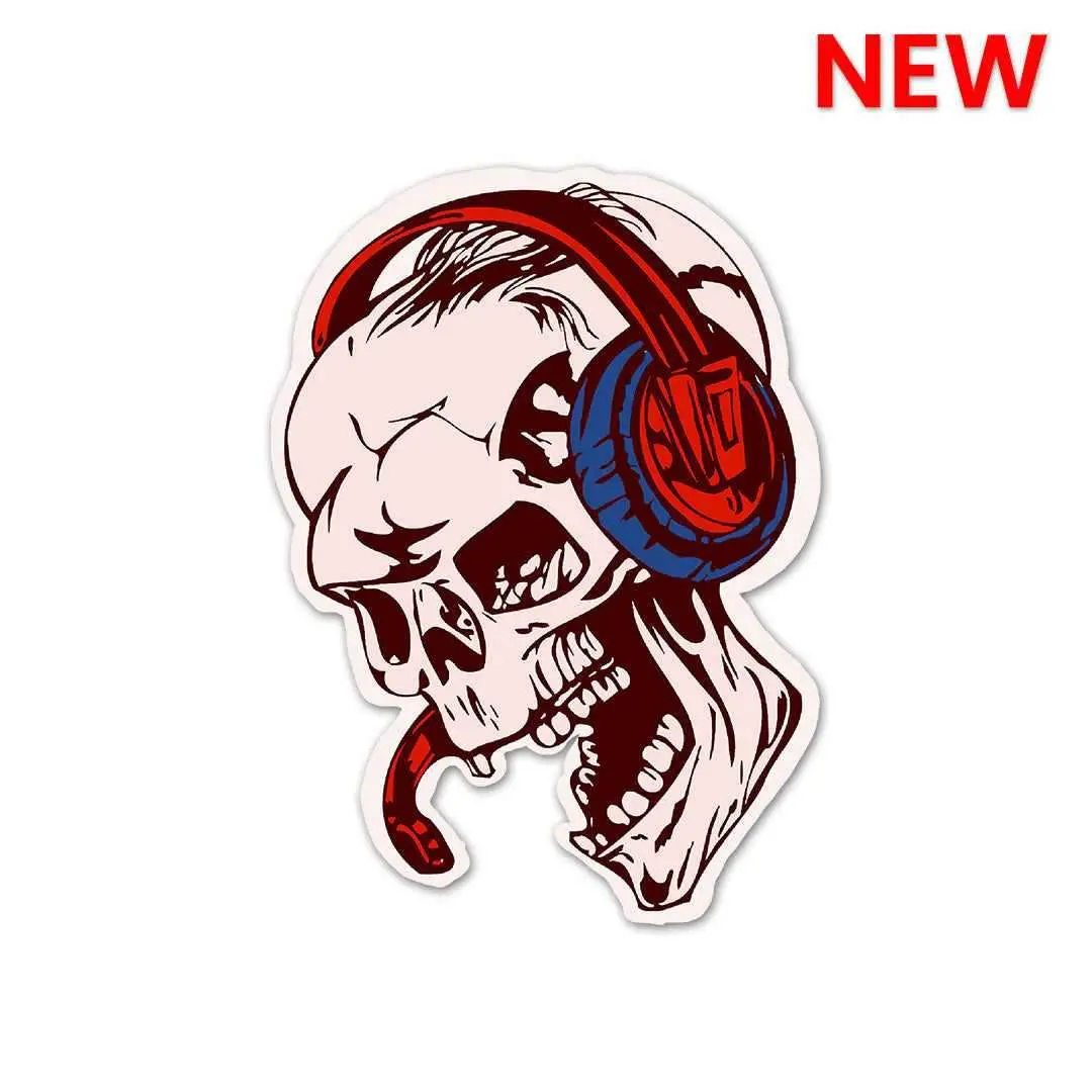 Skull Listening Music Sticker 1